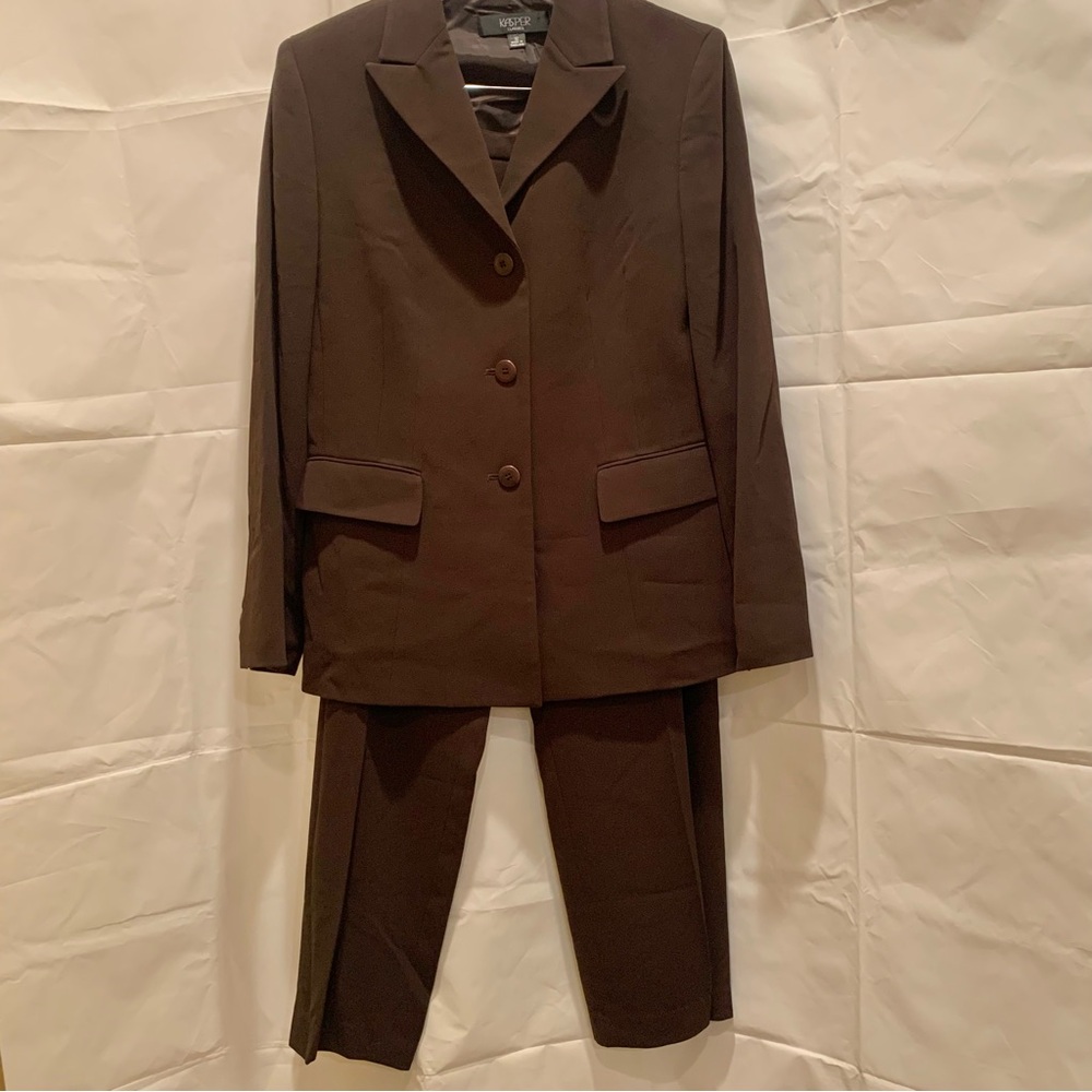 Kasper Classics Women’s Chocolate Brown Fully Lined 2-Piece Work Suit Size 12